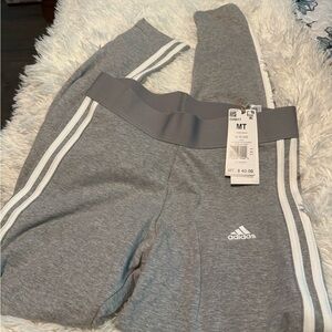 Adidas Kids Gray Joggers with White Stripes